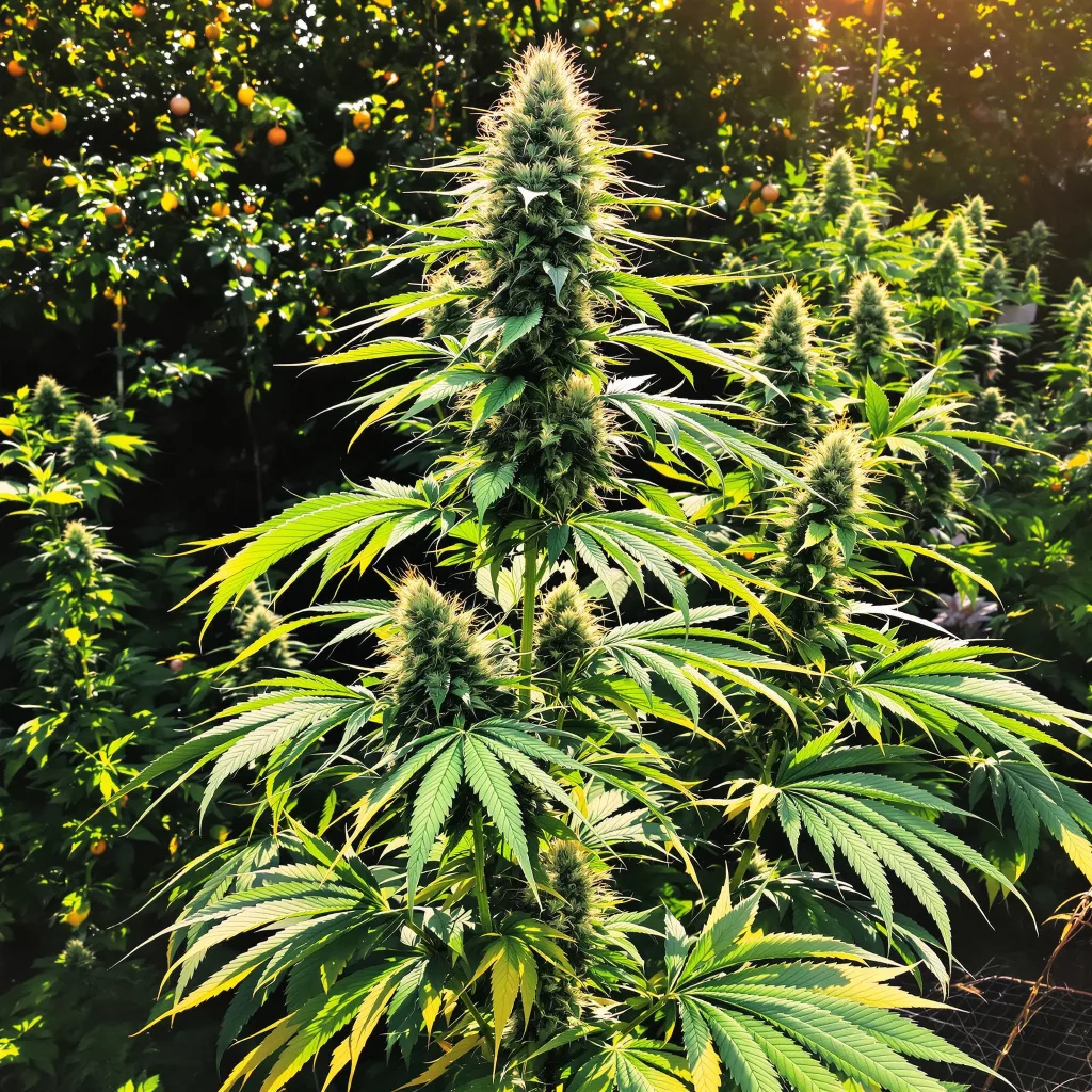 Sweet Island 19% indica / 81% sativa — flor con tricomas visibles