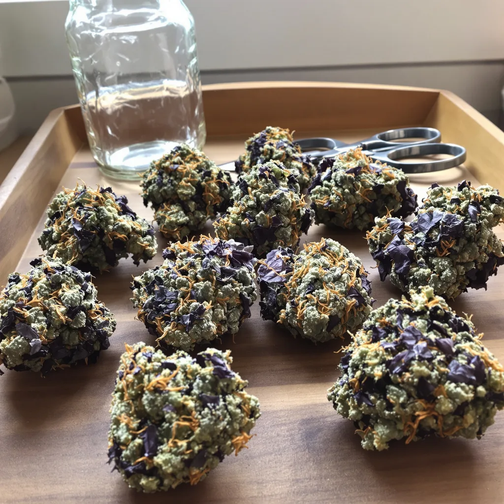 Sweet Lafayette 87% indica / 13% sativa — flor con tricomas visibles