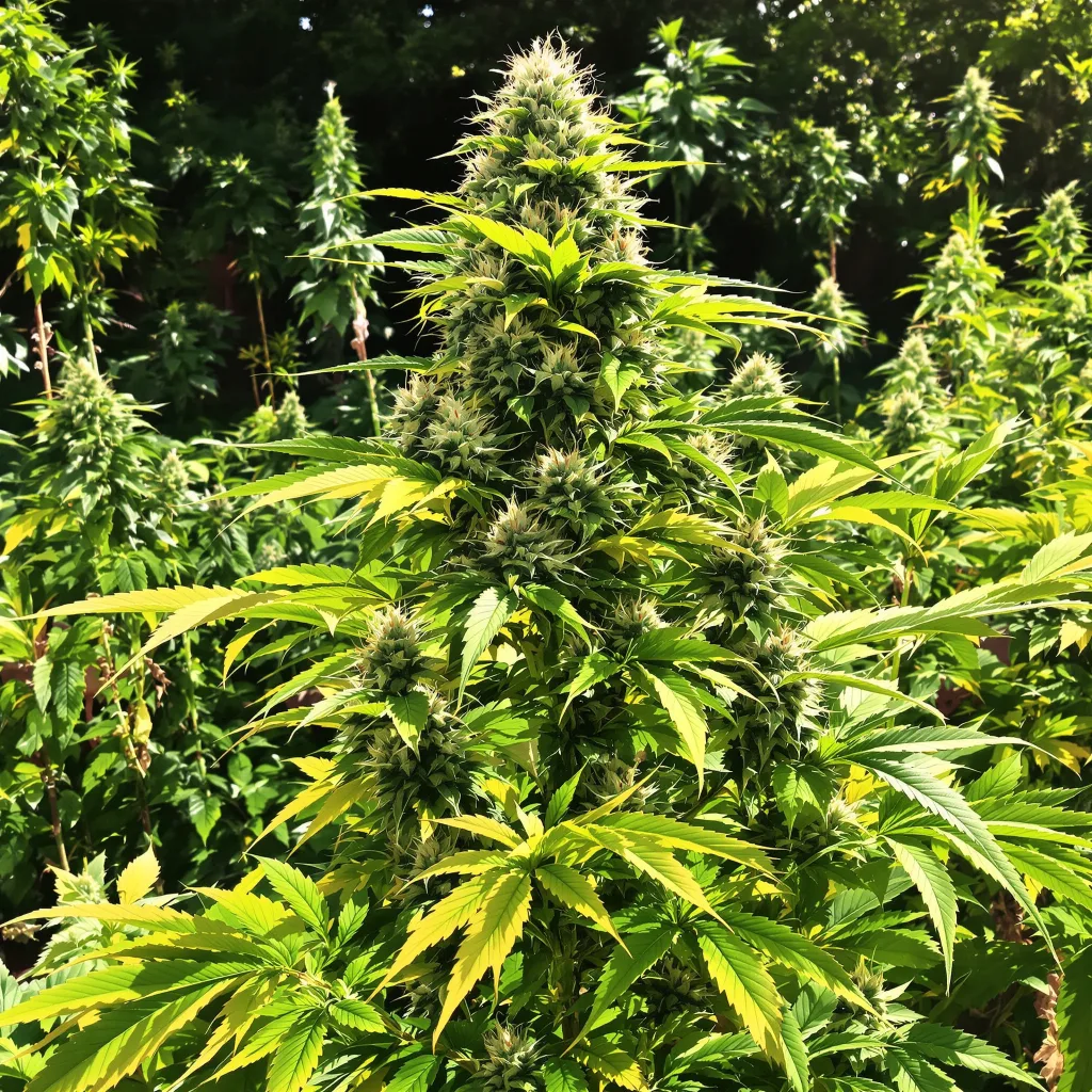 Sweet Nina 54% indica / 46% sativa — flor con tricomas visibles