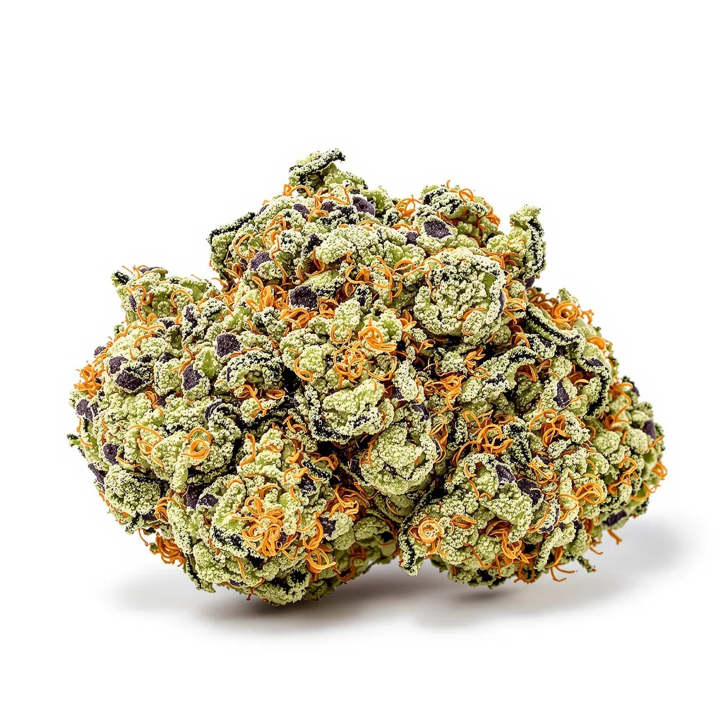 Sweet Nina 54% indica / 46% sativa — flor con tricomas visibles