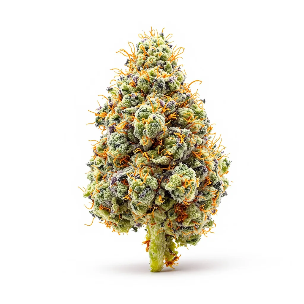 Sweet Tooth 36% indica / 64% sativa — flor con tricomas visibles