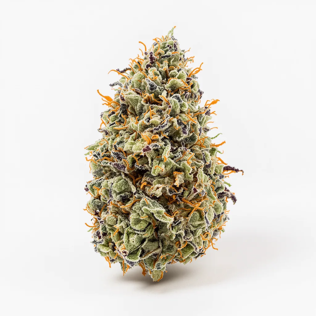 Sweet Tooth 36% indica / 64% sativa — flor con tricomas visibles