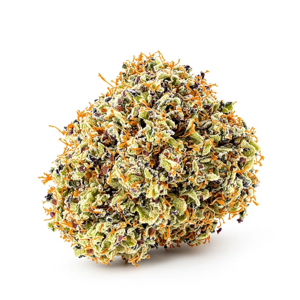 Tahoe OG Kush 62% indica / 38% sativa — flor con tricomas visibles
