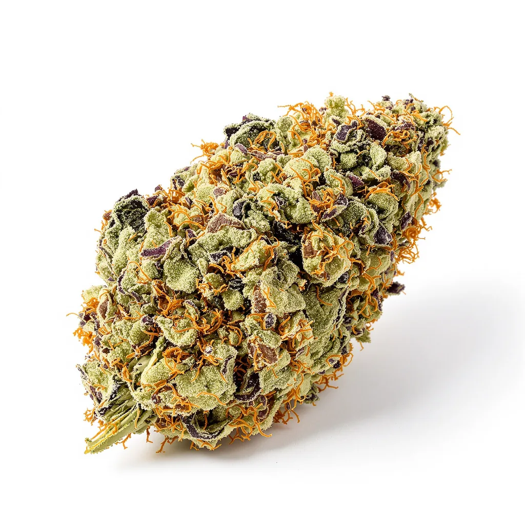 Tahoe OG Kush 62% indica / 38% sativa — flor con tricomas visibles