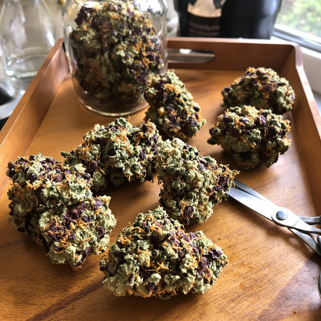 Tangerine Dream 79% indica / 21% sativa — flor con tricomas visibles
