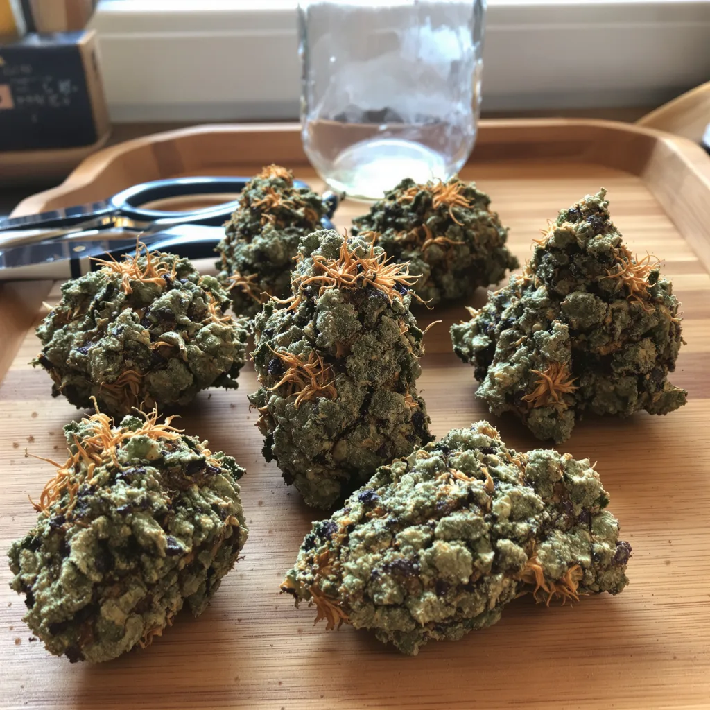 Tangerine Dream 79% indica / 21% sativa — flor con tricomas visibles