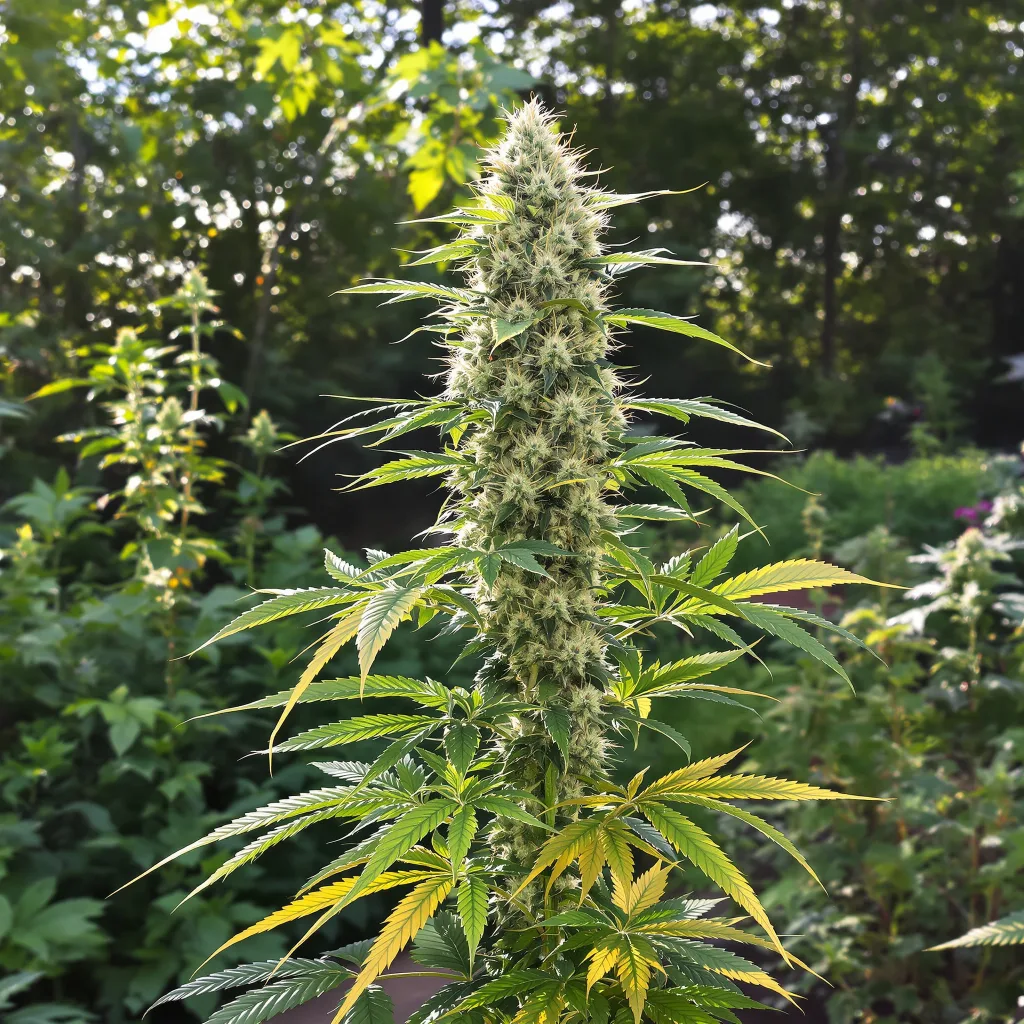 Tangerine 40% indica / 60% sativa — flor con tricomas visibles