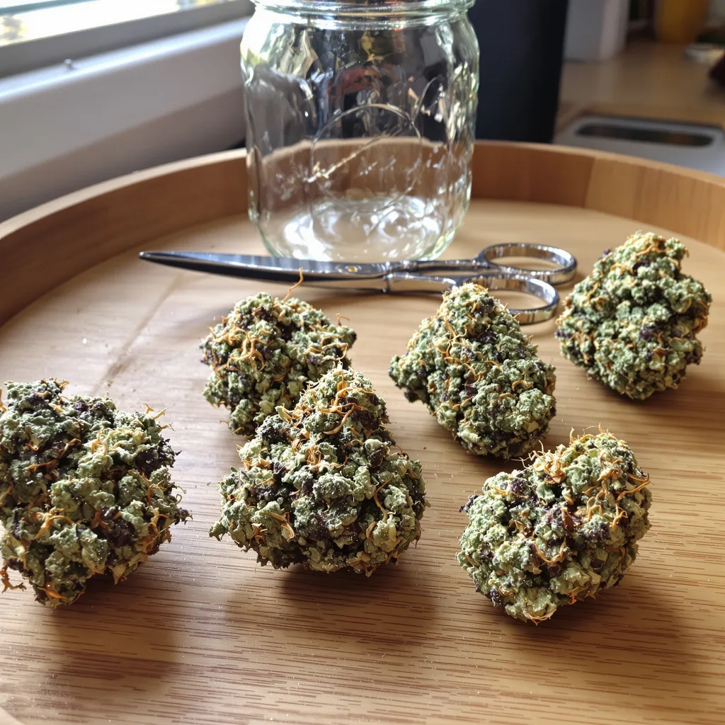 Tangerine Haze 40% indica / 60% sativa — flor con tricomas visibles