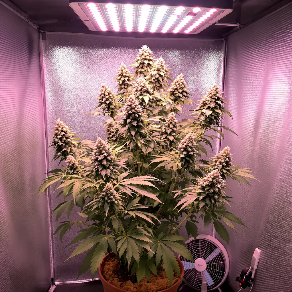 Planta de cannabis Tangerine Haze en fase de floración — 60-100 cm autofloración