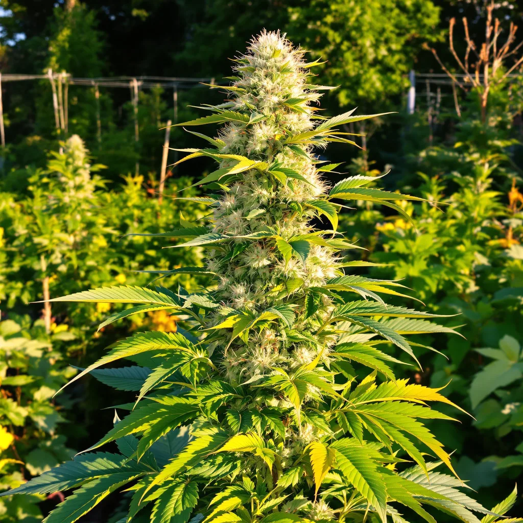 Tangerine Haze 40% indica / 60% sativa — flor con tricomas visibles