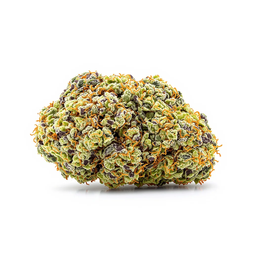 Tangerine Haze 40% indica / 60% sativa — flor con tricomas visibles