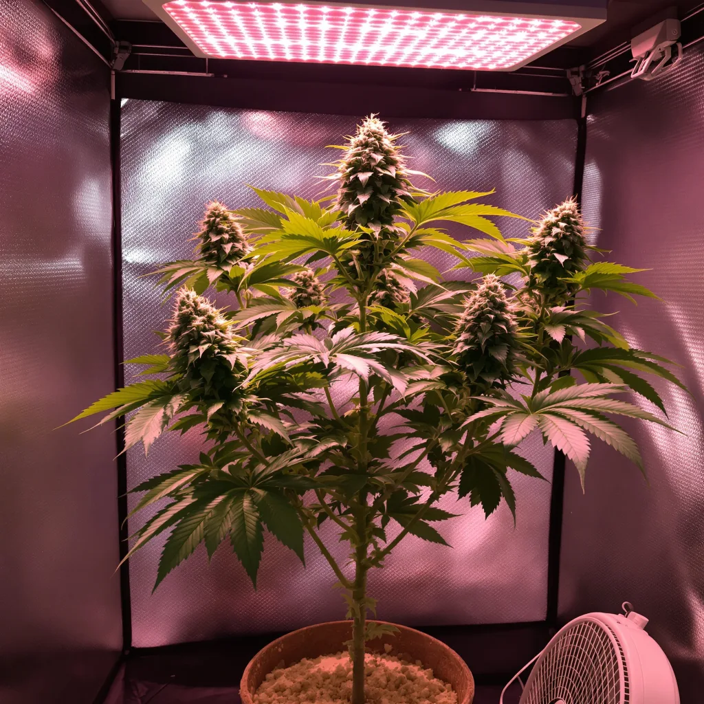 Planta de cannabis Tangerine Kush en fase de floración — 60-100 cm autofloración