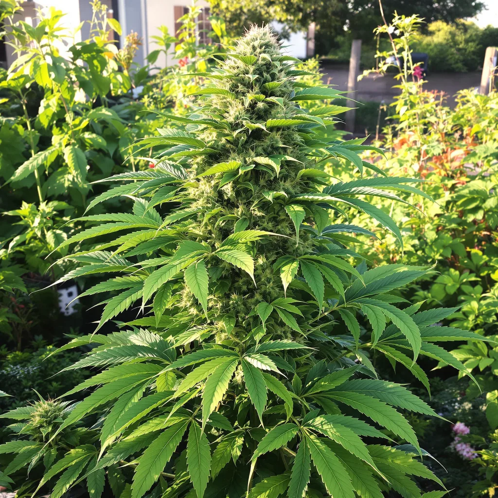 Tangerine Kush 70% indica / 30% sativa — flor con tricomas visibles