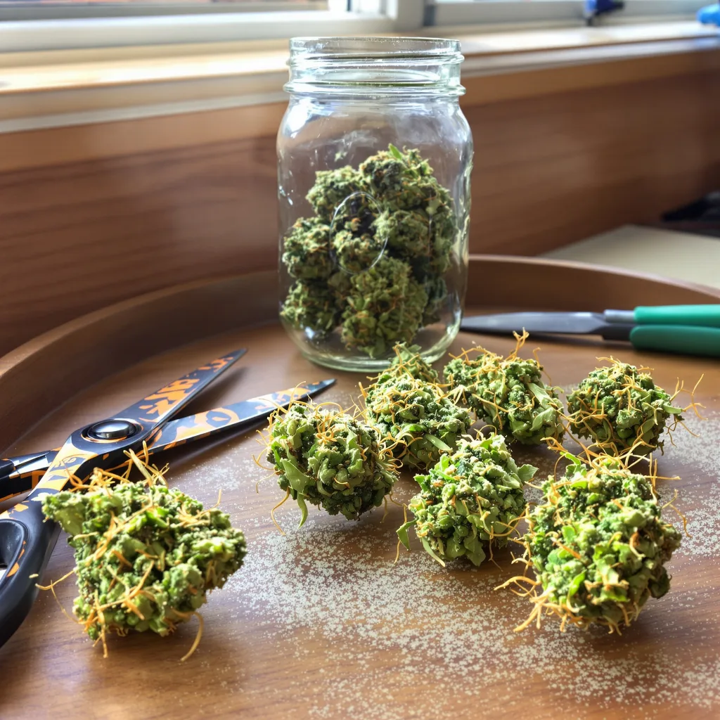 Tangerine Power 50% indica / 75% sativa — flor con tricomas visibles