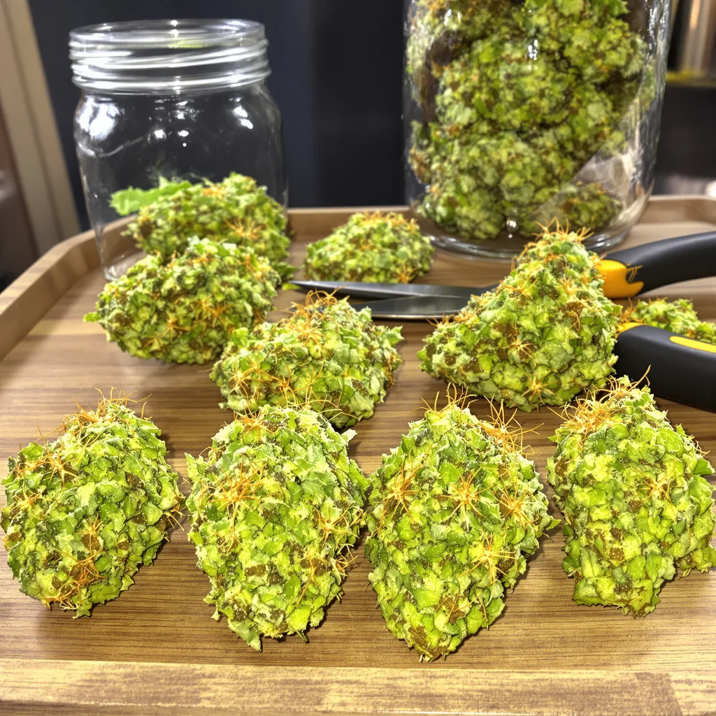 Tangie 18% indica / 82% sativa — flor con tricomas visibles