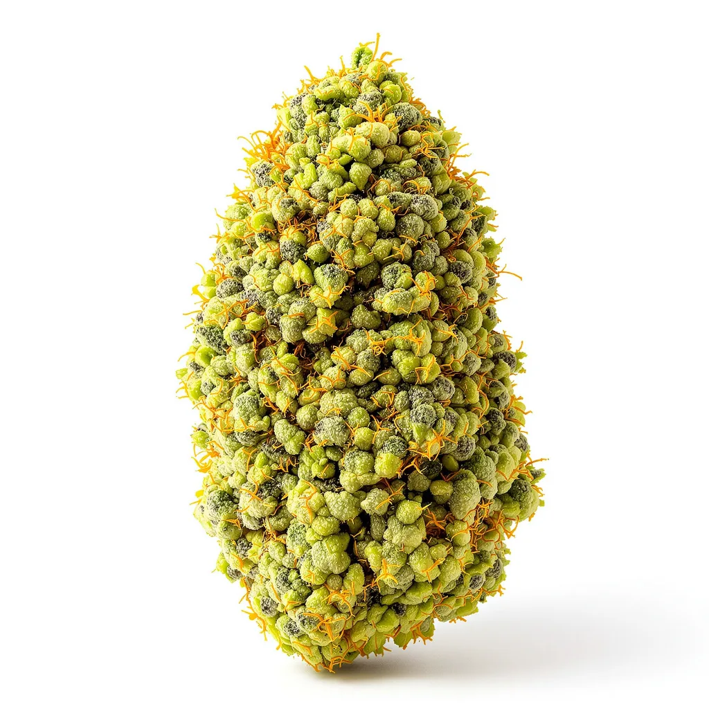 Tangie 18% indica / 82% sativa — flor con tricomas visibles