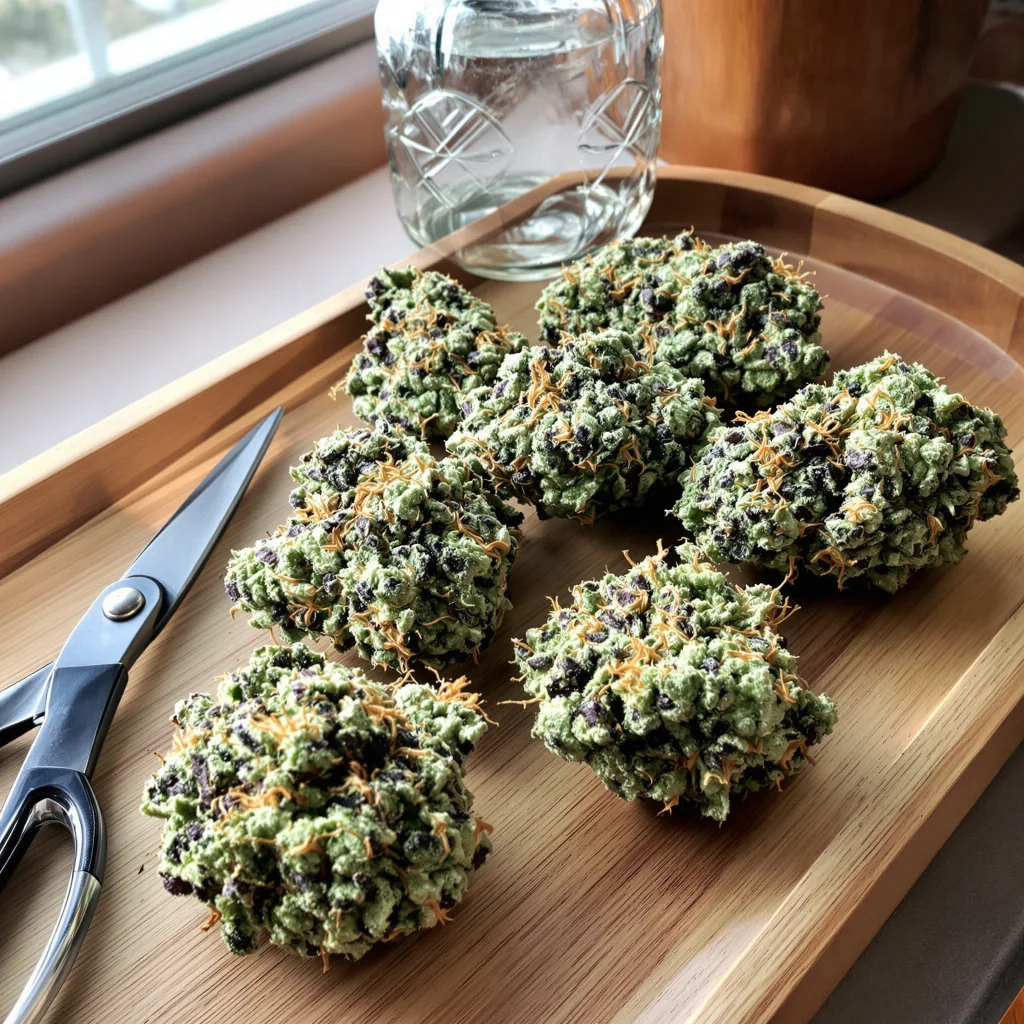 Tembo Kush 46% indica / 54% sativa — flor con tricomas visibles
