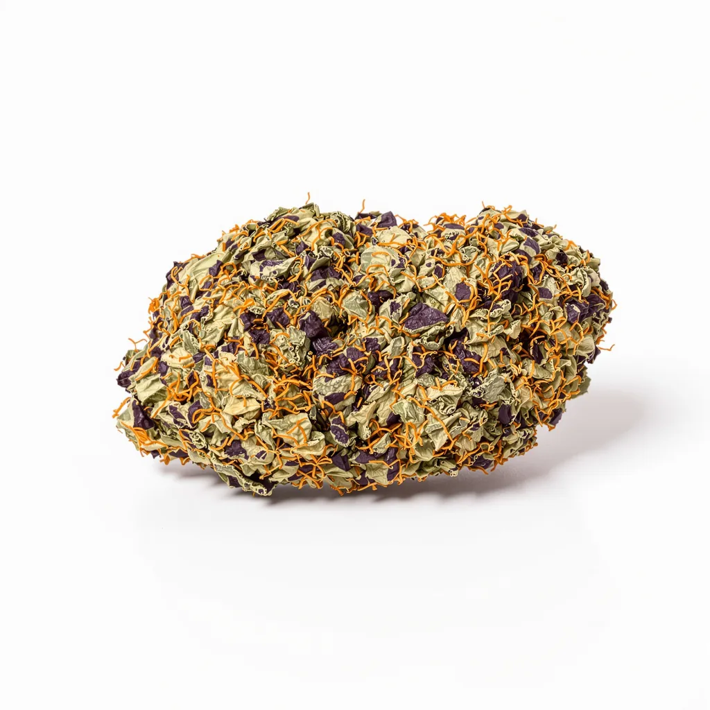 Terminator OG 70% indica / 30% sativa — flor con tricomas visibles