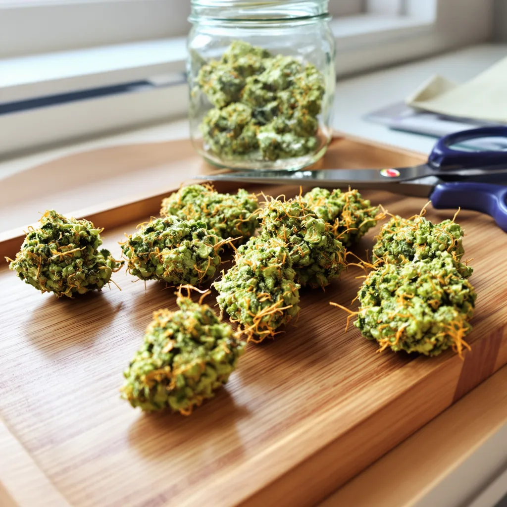 Thai 8% indica / 92% sativa — flor con tricomas visibles