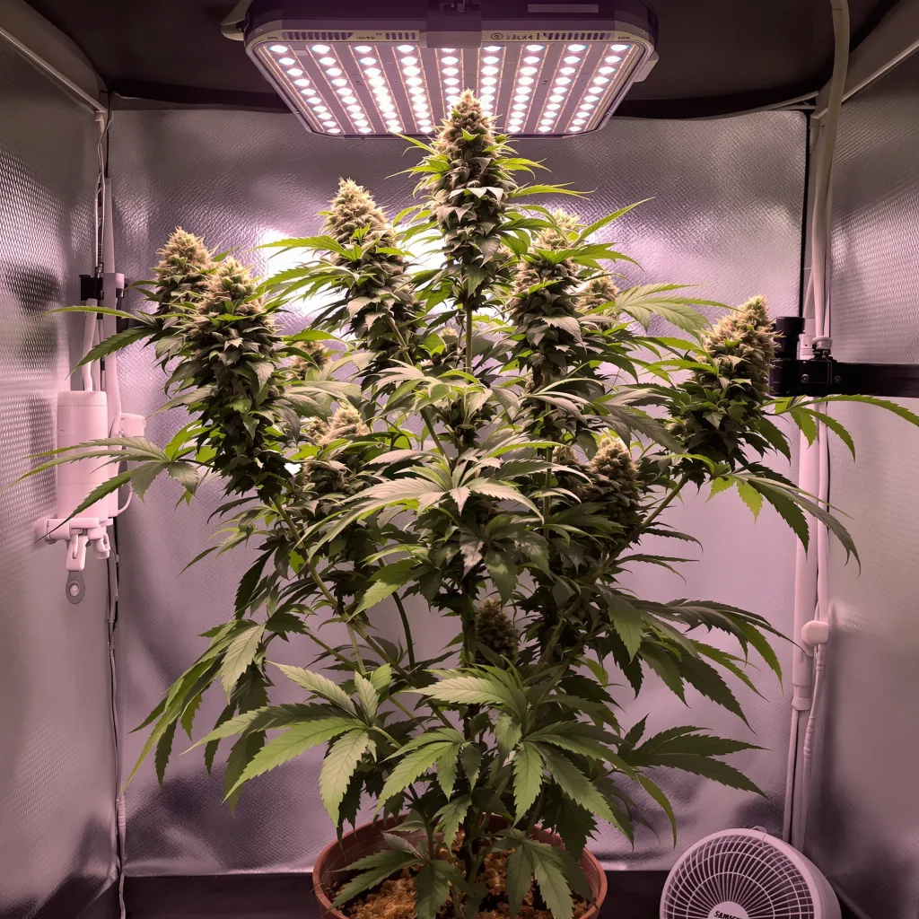Planta de cannabis THC Bomb en fase de floración — 60-100 cm autofloración