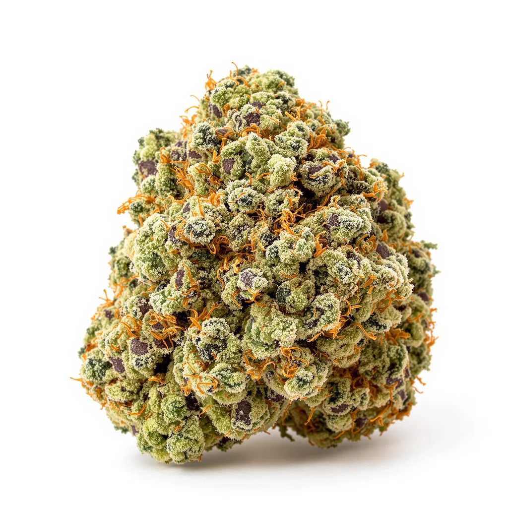 THC Bomb 60% indica / 40% sativa — flor con tricomas visibles