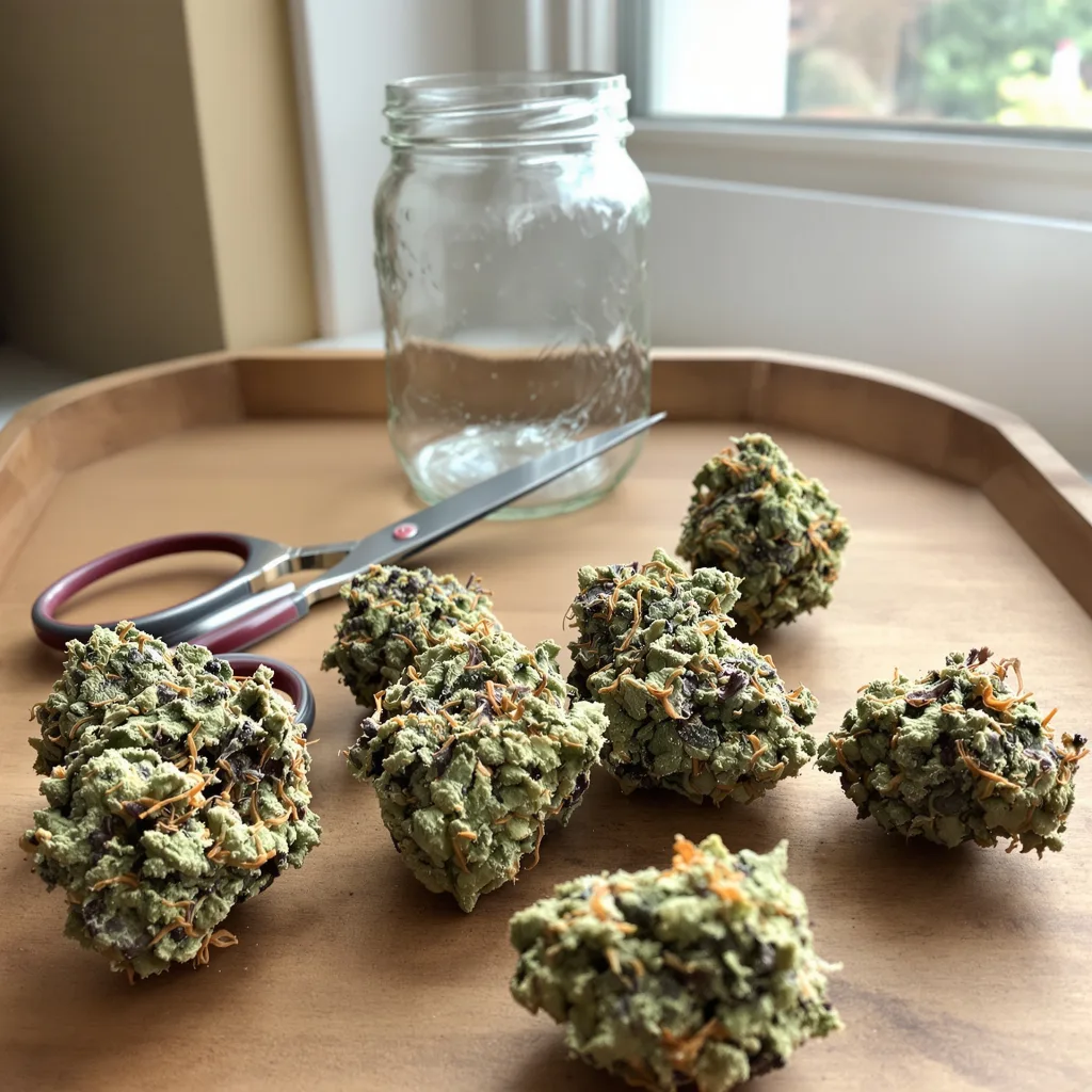 THC Bomb 60% indica / 40% sativa — flor con tricomas visibles
