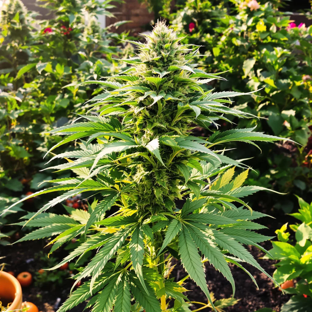 The Big Stink 85% indica / 15% sativa — flor con tricomas visibles