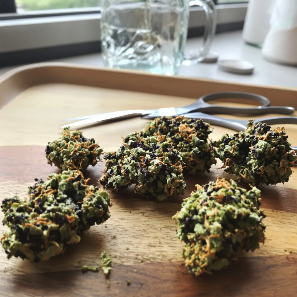 The Hog 100% indica / 50% sativa — flor con tricomas visibles