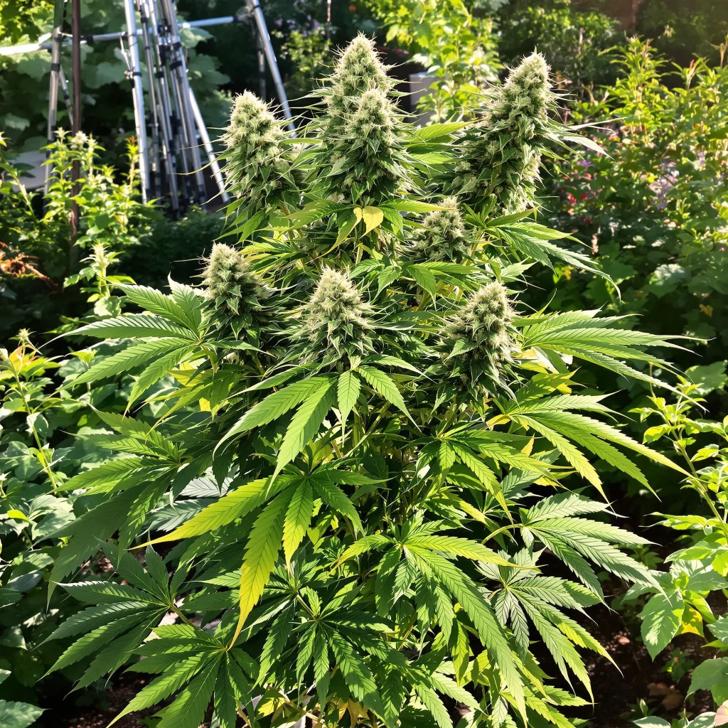 The Hog 100% indica / 50% sativa — flor con tricomas visibles