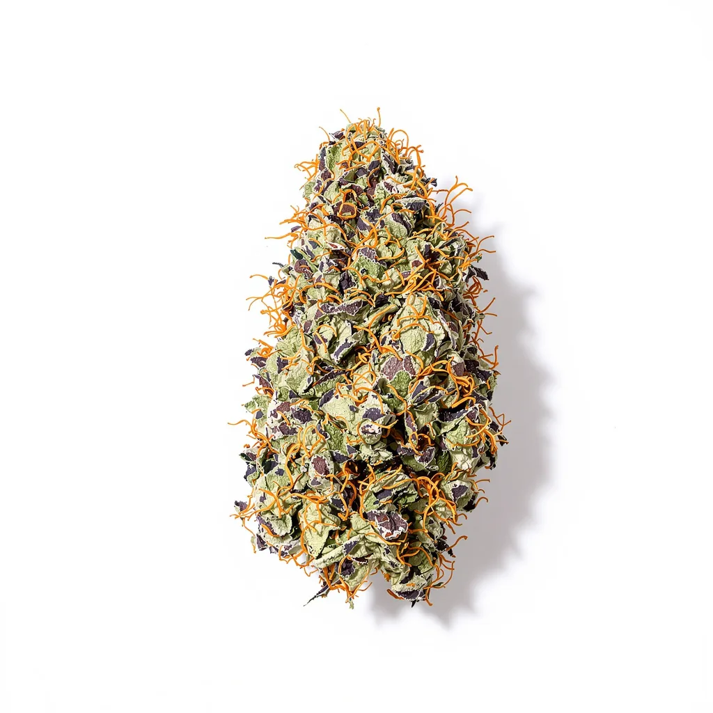 The Hog 100% indica / 50% sativa — flor con tricomas visibles