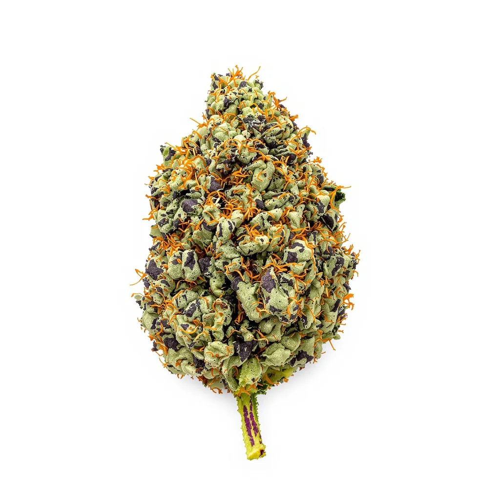 The OX 83% indica / 17% sativa — flor con tricomas visibles