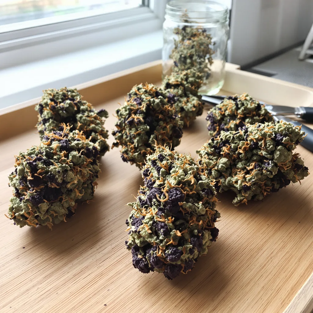 The OX 83% indica / 17% sativa — flor con tricomas visibles