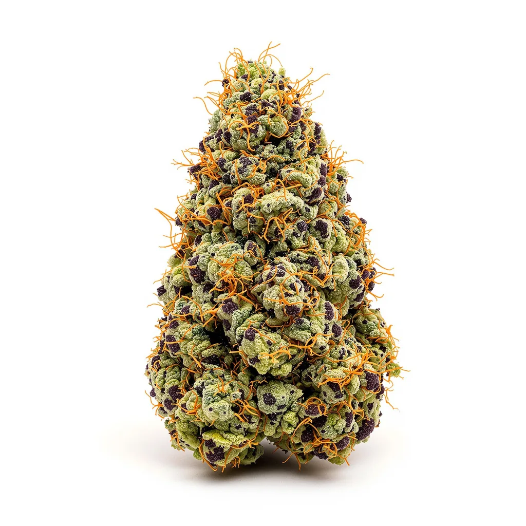 The OX 83% indica / 17% sativa — flor con tricomas visibles