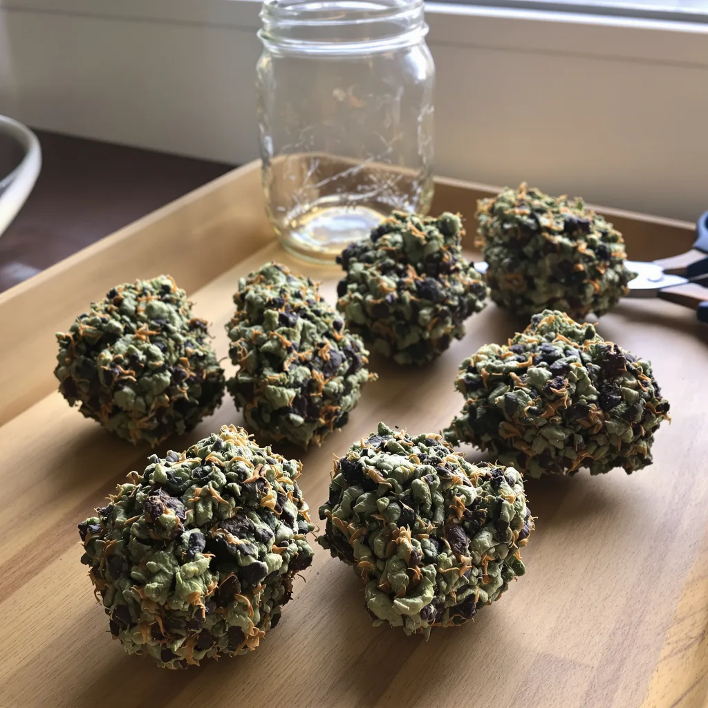 The Sister 77% indica / 23% sativa — flor con tricomas visibles