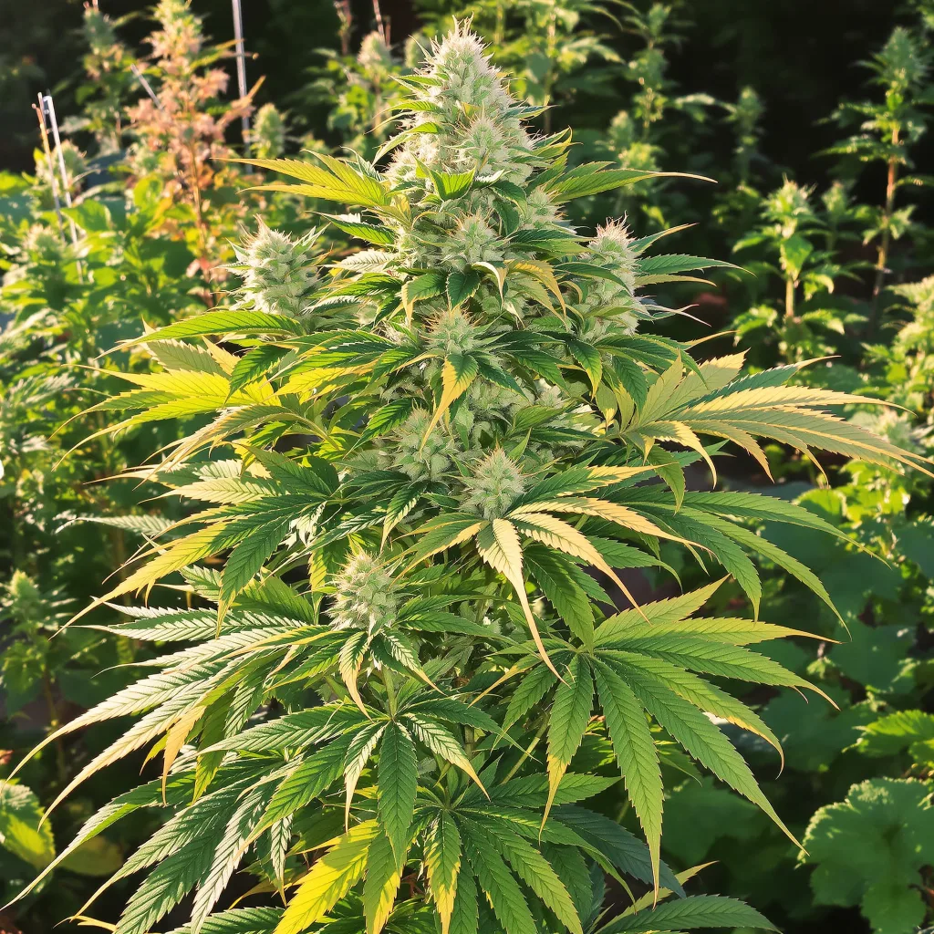 The Sister 77% indica / 23% sativa — flor con tricomas visibles