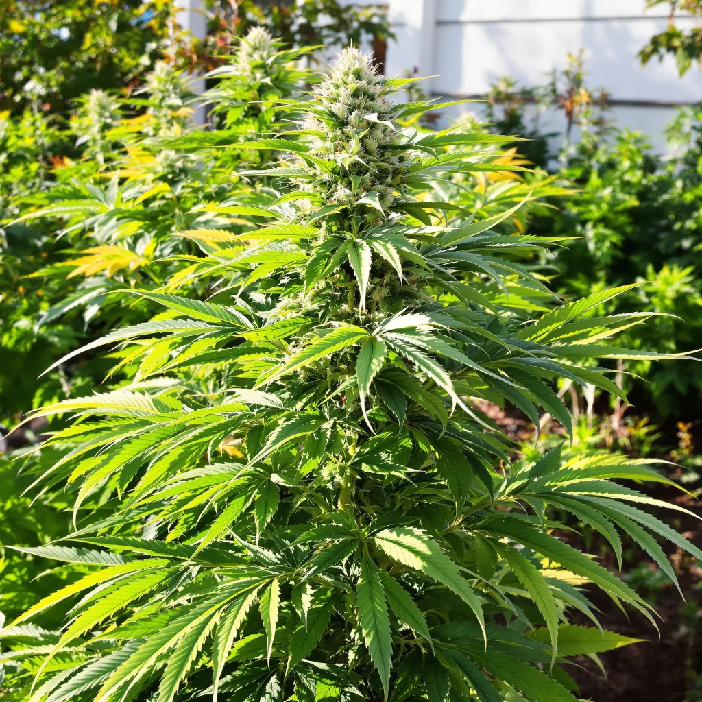 The White 80% indica / 20% sativa — flor con tricomas visibles