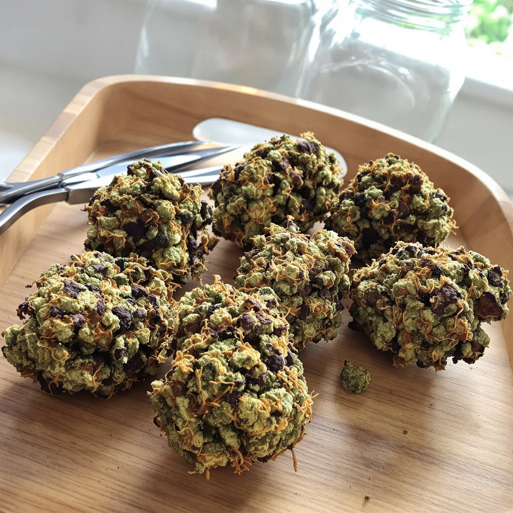 Tigermelon 77% indica / 23% sativa — flor con tricomas visibles