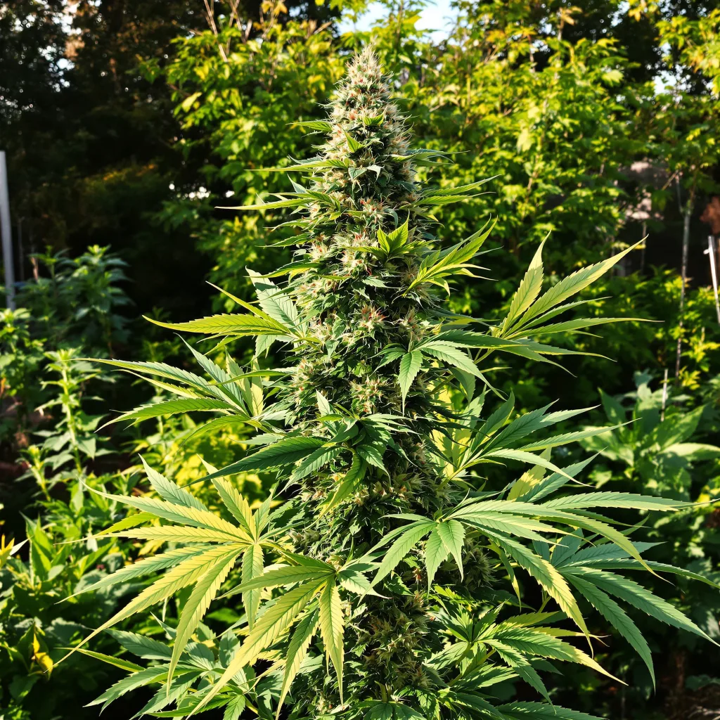 Trainwreck 40% indica / 60% sativa — flor con tricomas visibles