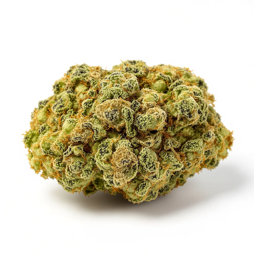 Trinity 25% indica / 75% sativa — flor con tricomas visibles
