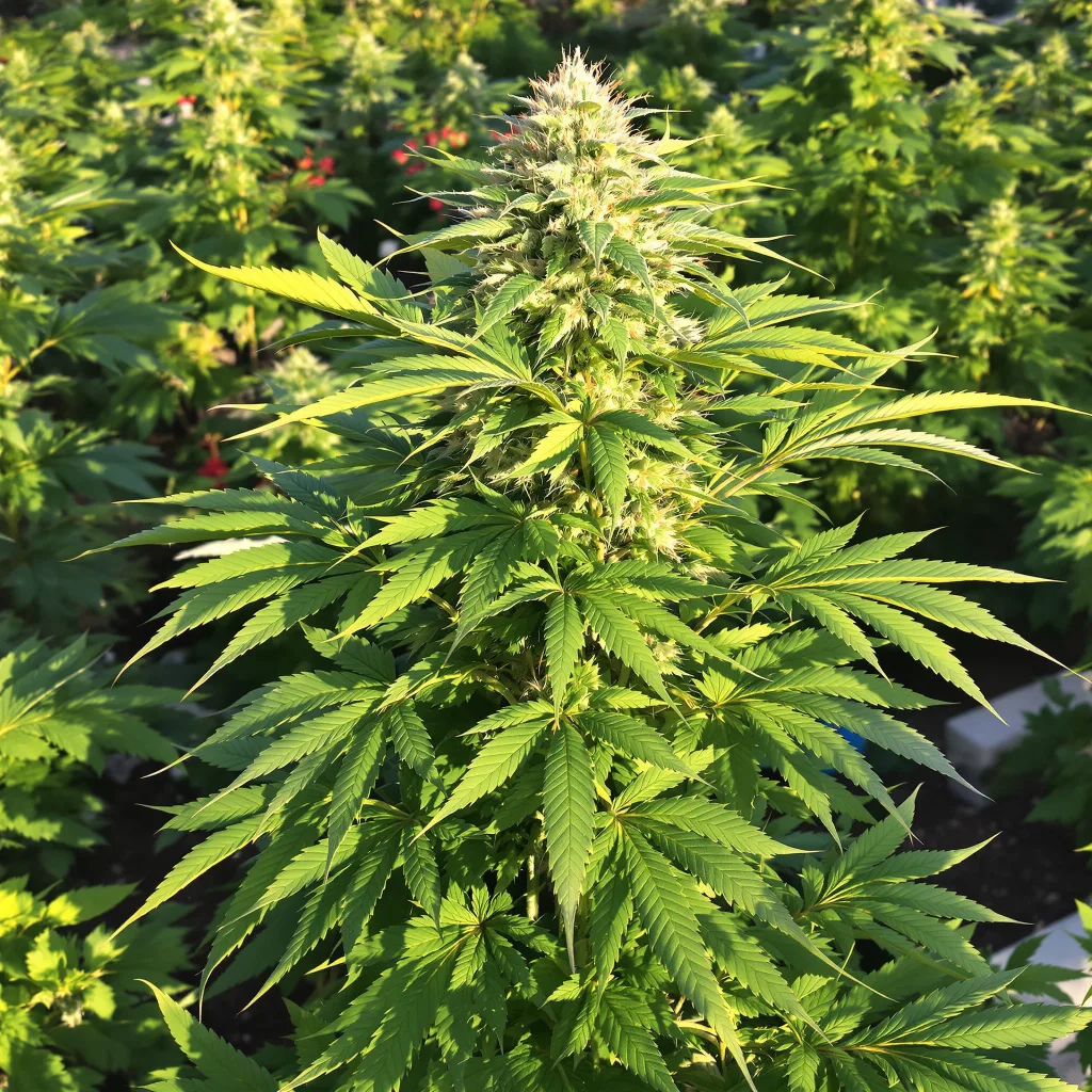 Triple Cheese 70% indica / 30% sativa — flor con tricomas visibles