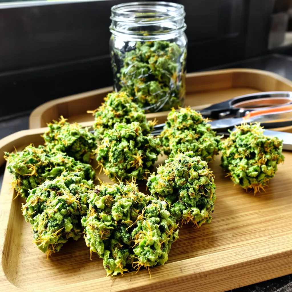 Tropic Thunder 15% indica / 85% sativa — flor con tricomas visibles