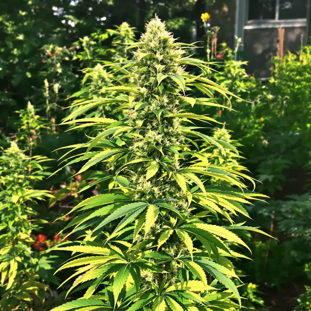 Tropic Thunder 15% indica / 85% sativa — flor con tricomas visibles
