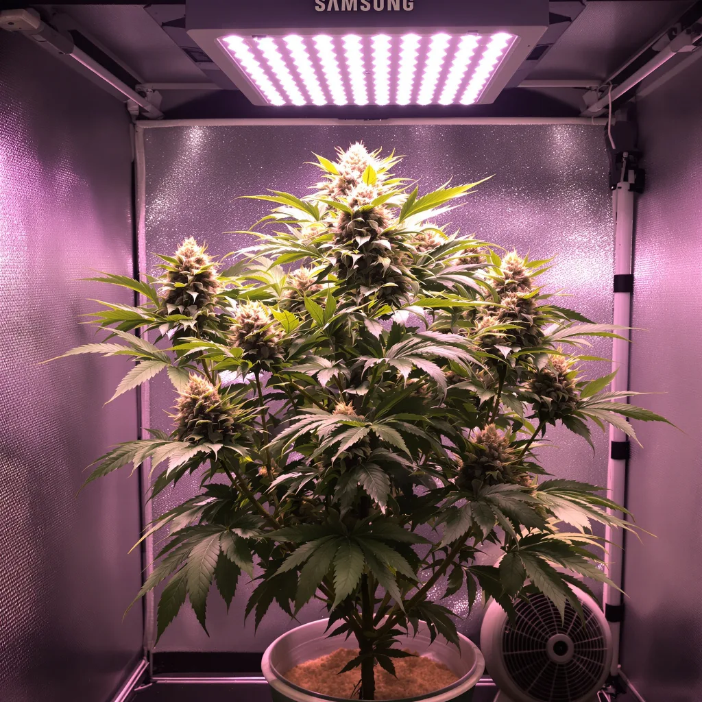 Planta de cannabis Tropicana Cookies Purple en fase de floración — 90-130 cm feminizada