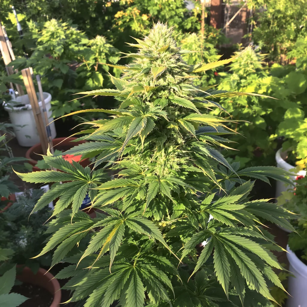 Tuna Kush 70% indica / 30% sativa — flor con tricomas visibles