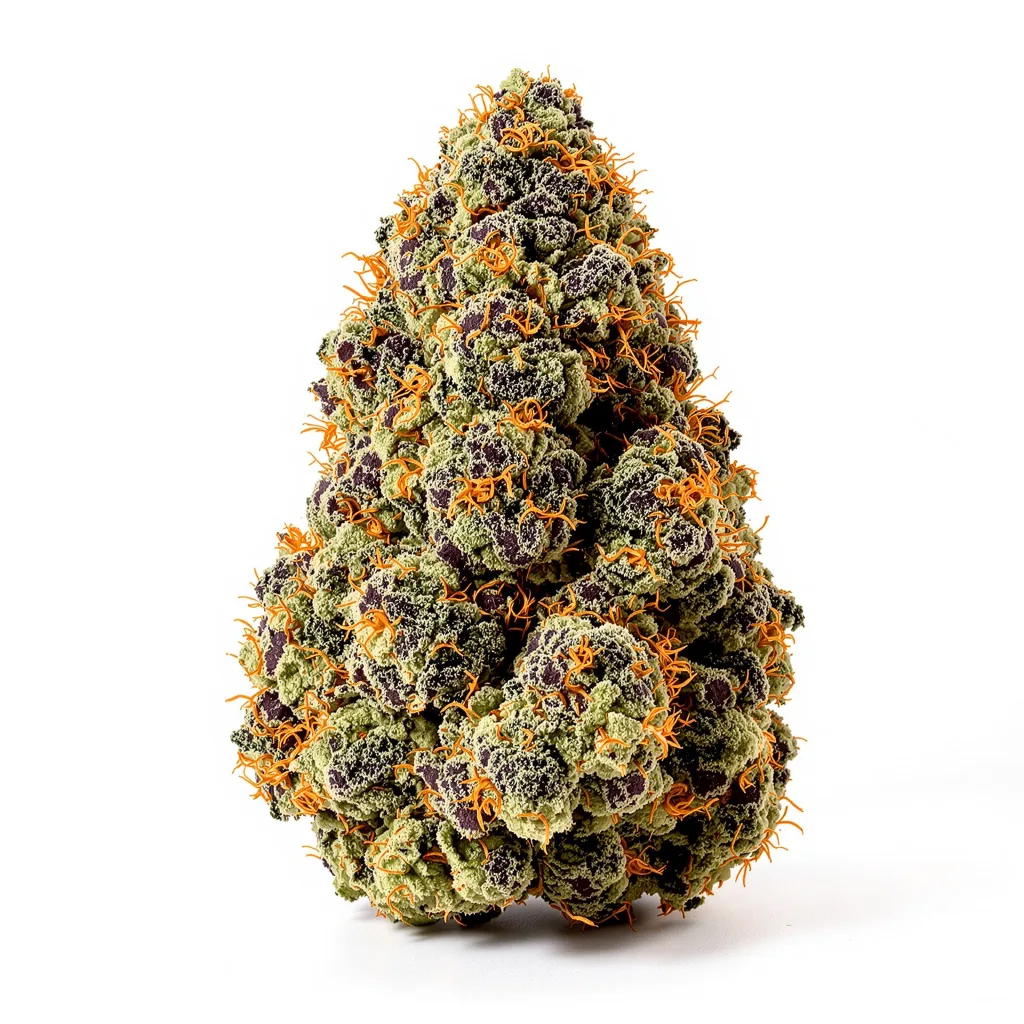 Tuna Kush 70% indica / 30% sativa — flor con tricomas visibles