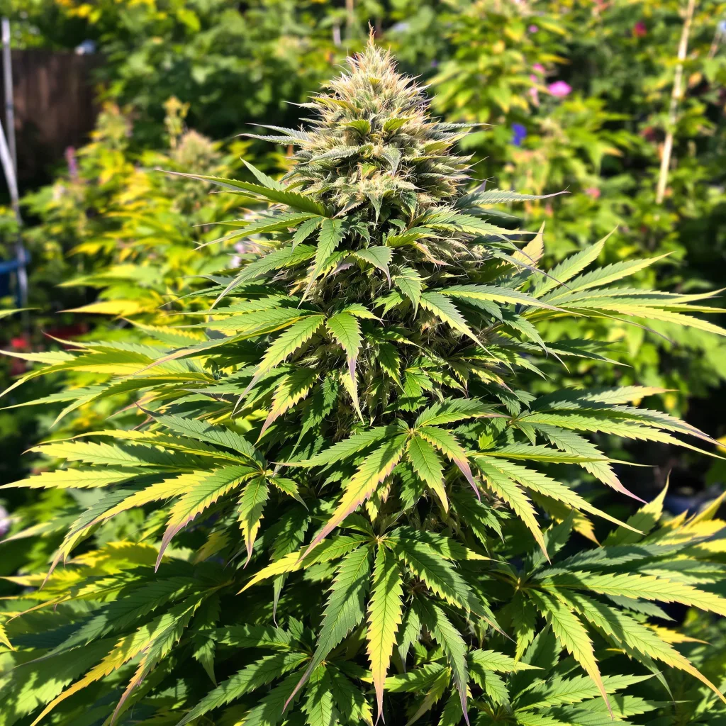Tuna Kush 70% indica / 30% sativa — flor con tricomas visibles