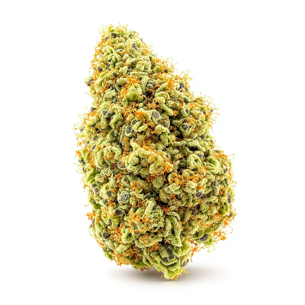 Turbo Mind Warp 20% indica / 80% sativa — flor con tricomas visibles