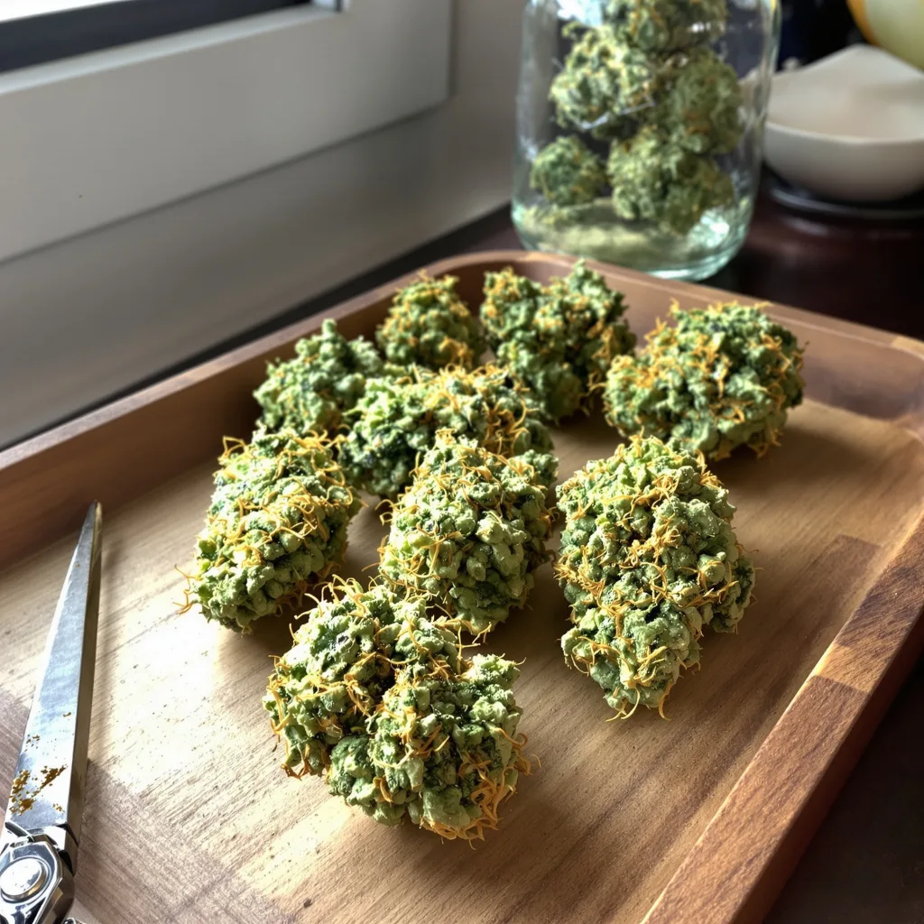Turbo Mind Warp 20% indica / 80% sativa — flor con tricomas visibles
