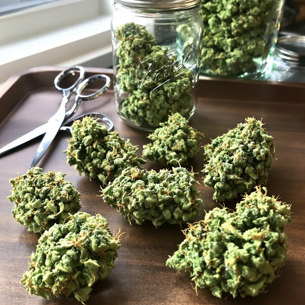 Tutankhamon 12% indica / 88% sativa — flor con tricomas visibles