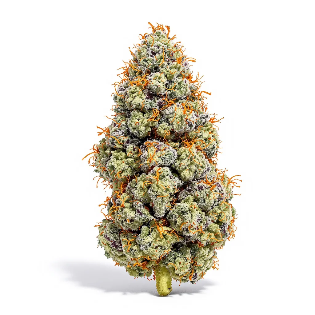 Tutti Frutti 44% indica / 56% sativa — flor con tricomas visibles
